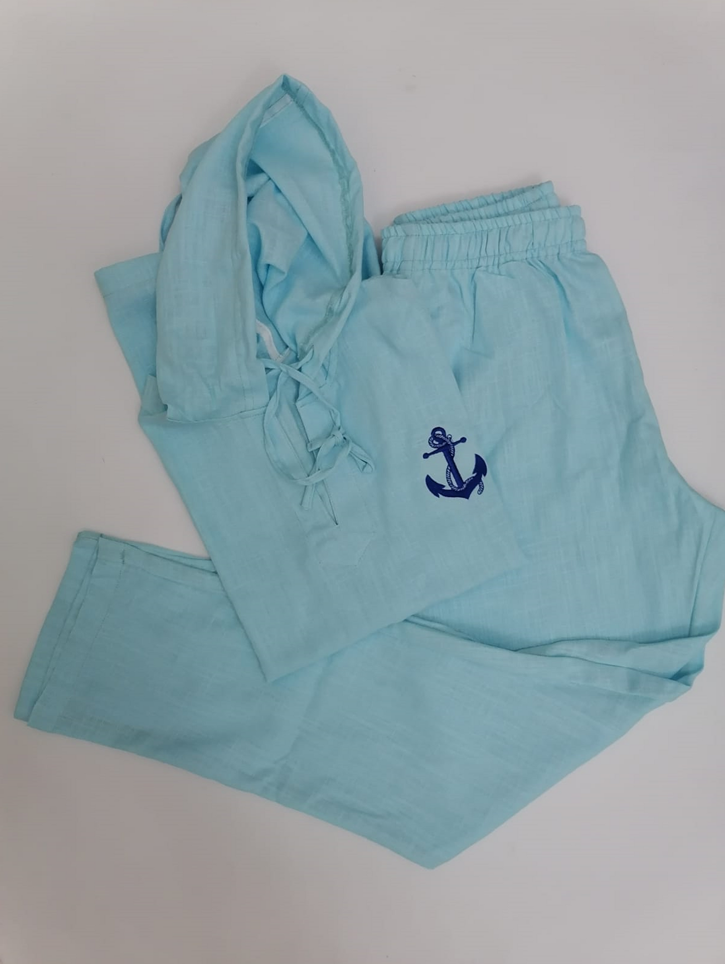 Linen Tshirt long sleeve hoodie and Pants