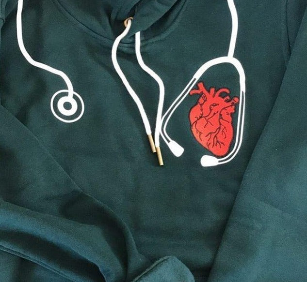 Embroidery heart with Printing Stethoscope