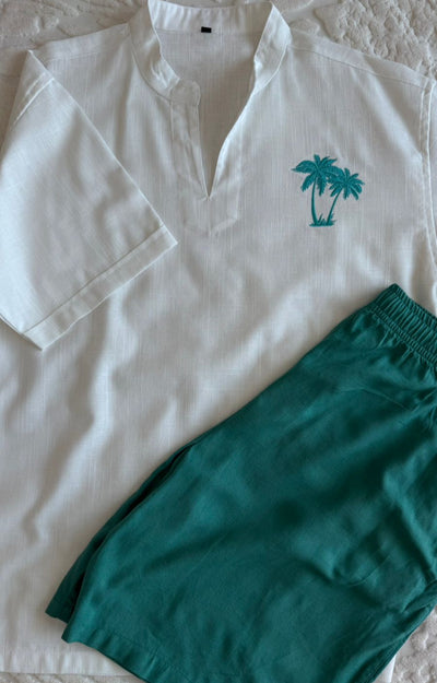 ( Linen ) tshirt short sleeve & short
