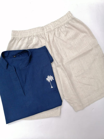 ( Linen ) tshirt short sleeve & short